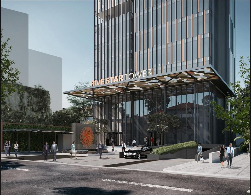 Phối cảnh sảnh cao ốc văn phòng Five Star Tower 16 tầng của Five Star Group tại 28bis Mạc Đĩnh Chi